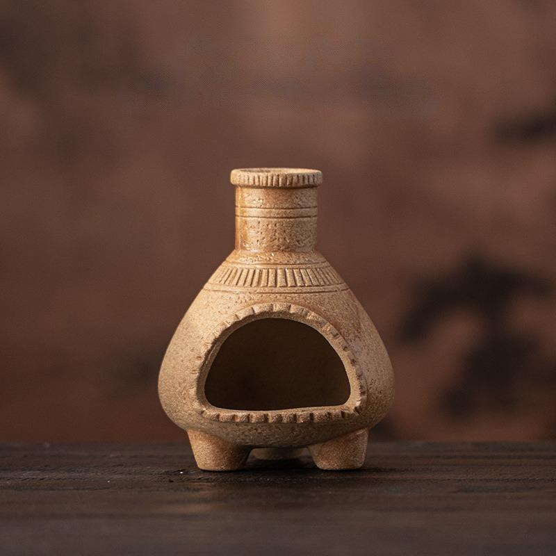 Handcrafted Ceramic Chiminea Incense Burner: Cannon Ribbed