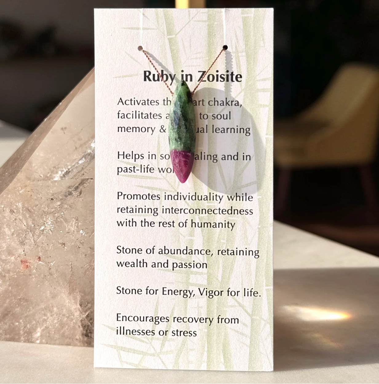 Ruby in Zoisite Drop Pendent Necklace