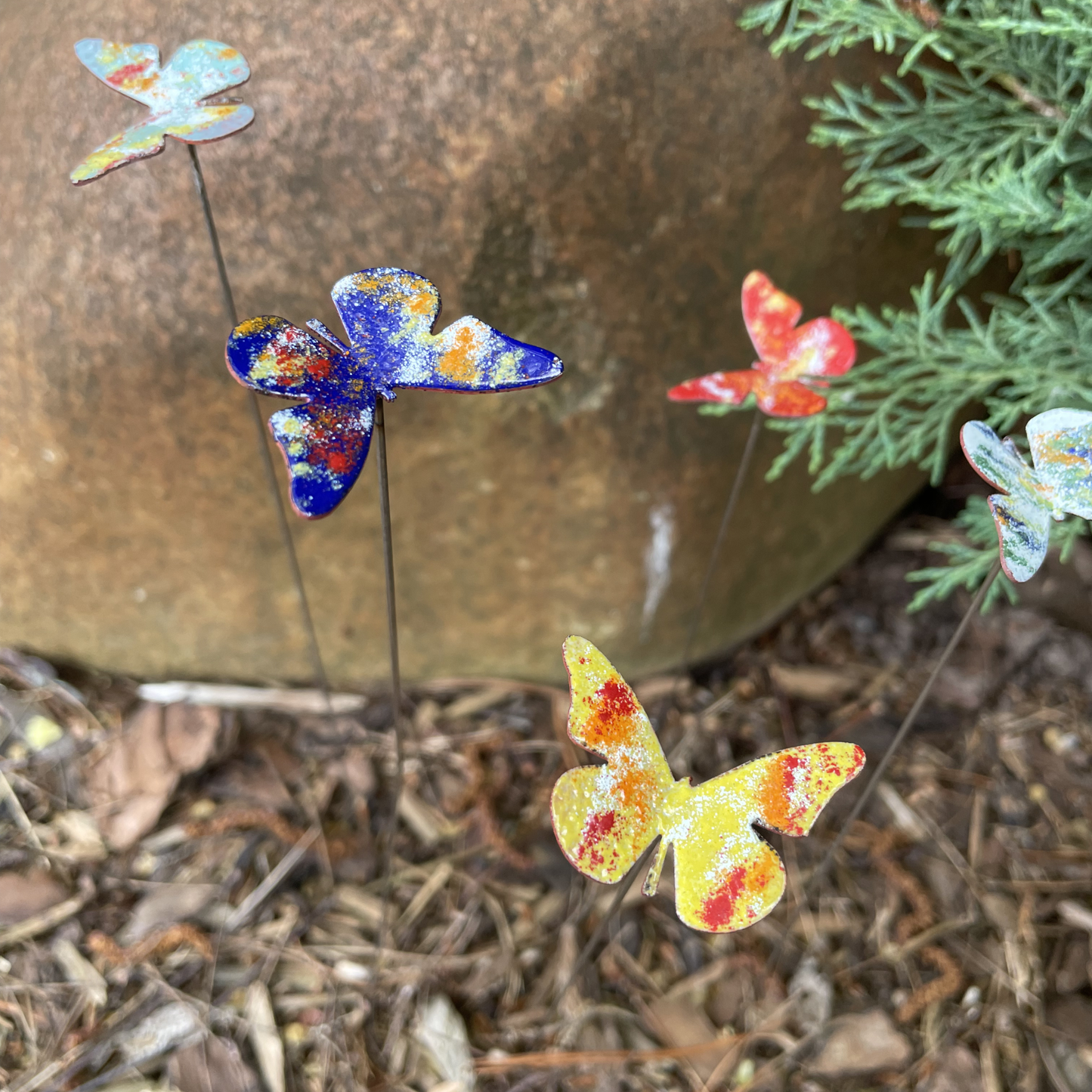 Small Copper Enamel Butterflies