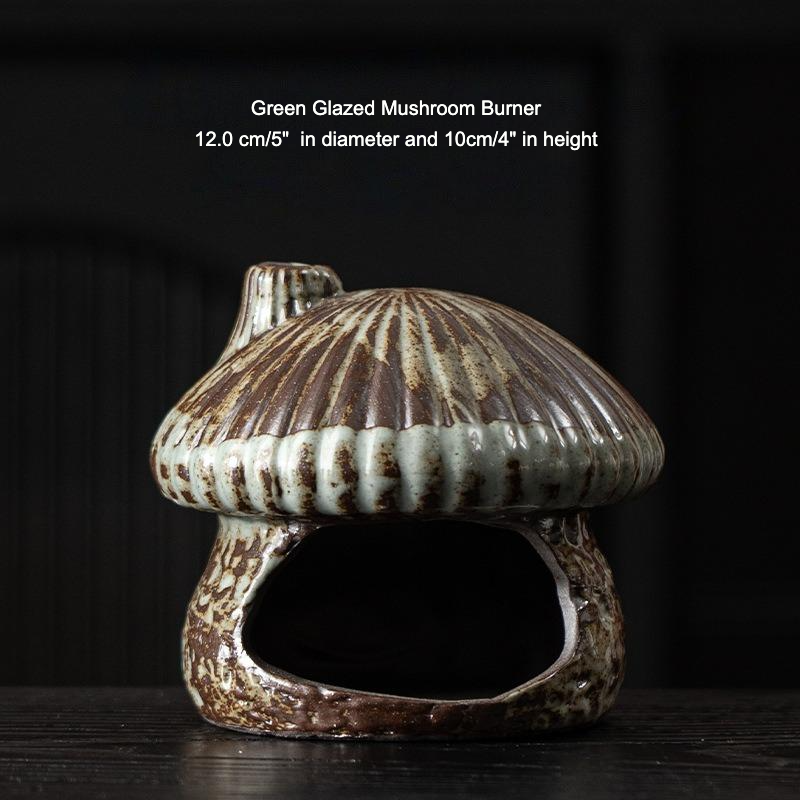 Ceramic Mushroom House Back Flow Incense Burner: Black Mushroom