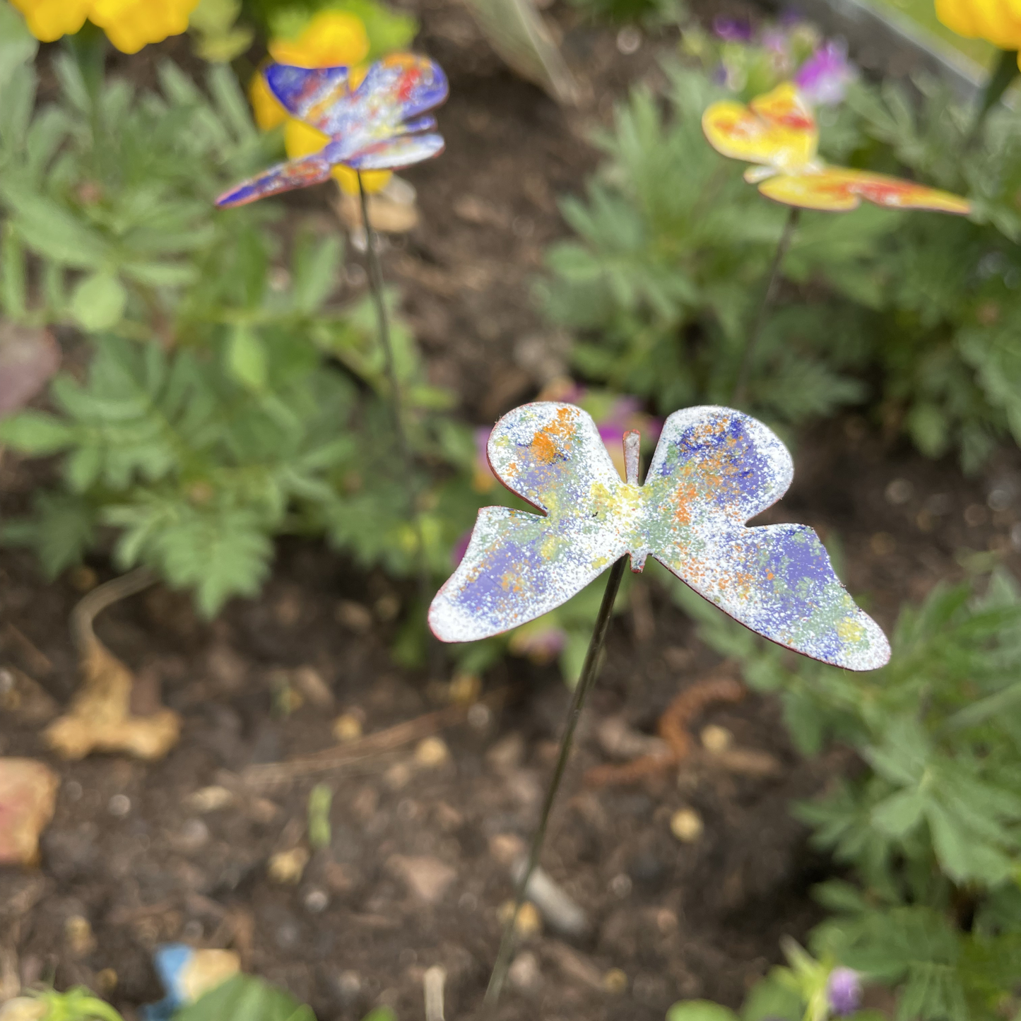 Small Copper Enamel Butterflies