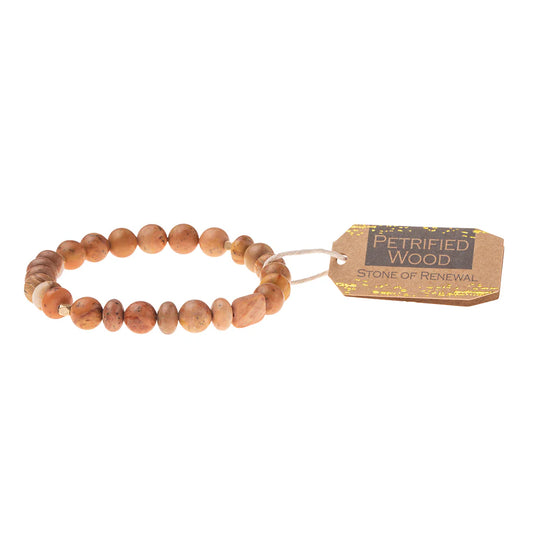 Petrified Wood Stone Bracelet - Stone of Renewal