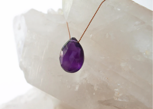 Amethyst Drop Pendent Necklace