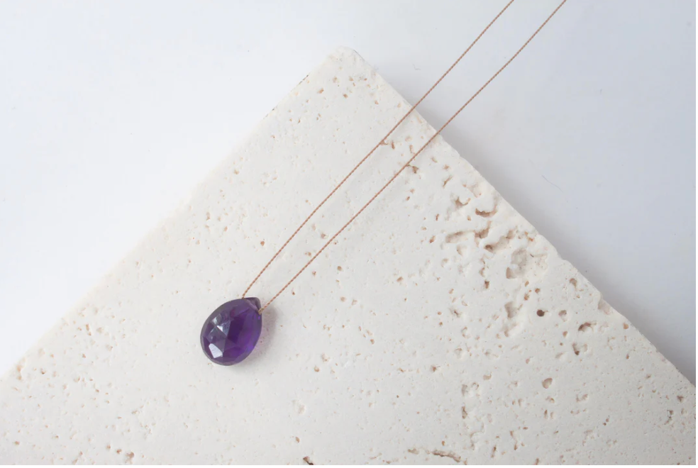 Amethyst Drop Pendent Necklace