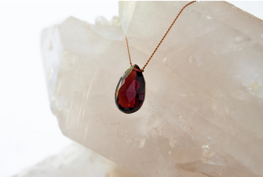 Garnet Drop Pendent Necklace