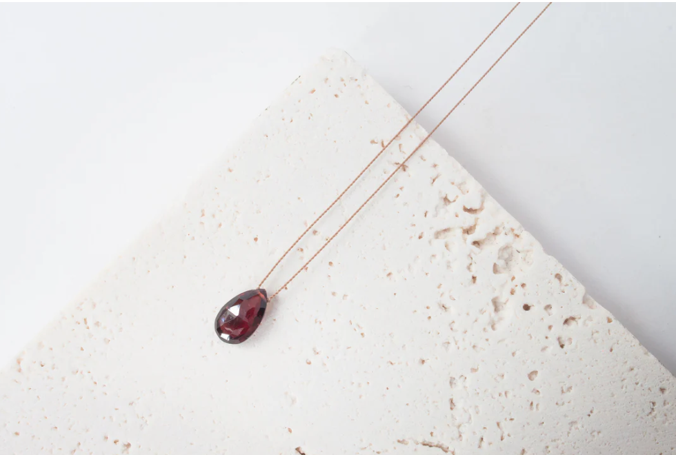Garnet Drop Pendent Necklace