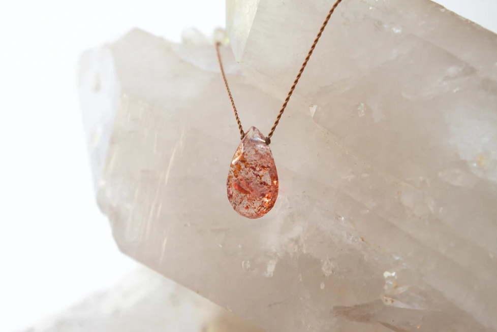 Sunstone Drop Pendent Necklace