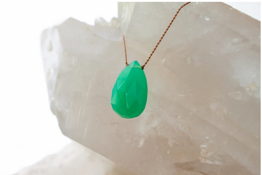 Chrysoprase Drop Pendent Necklace