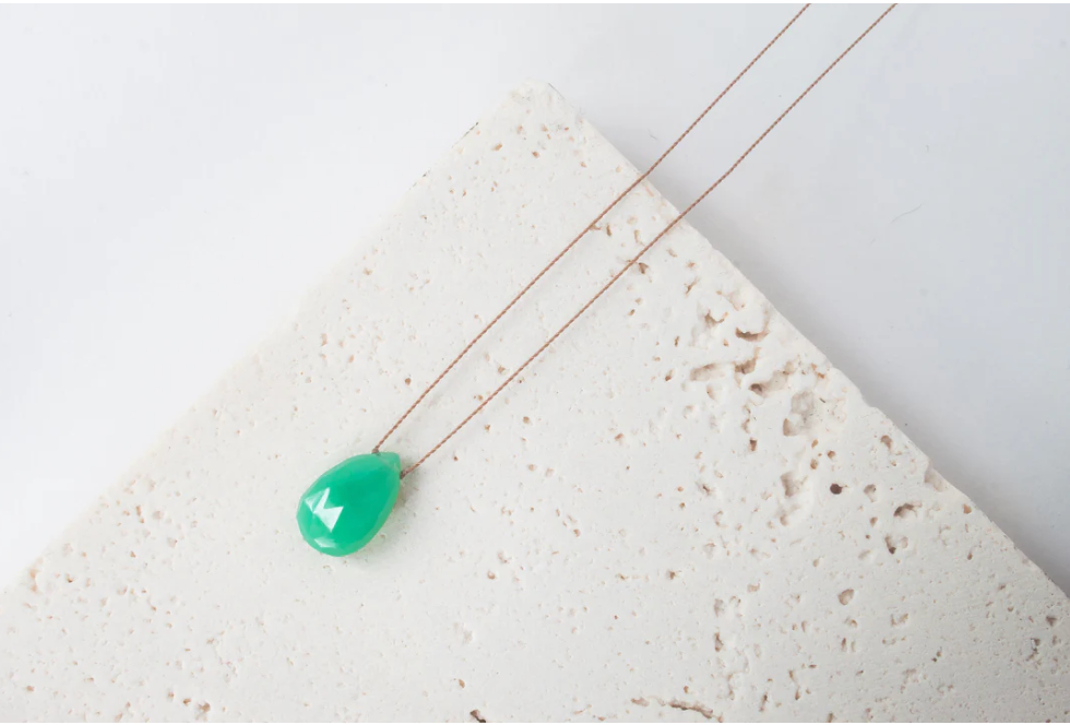 Chrysoprase Drop Pendent Necklace