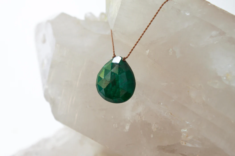 Emerald Drop Pendent Necklace