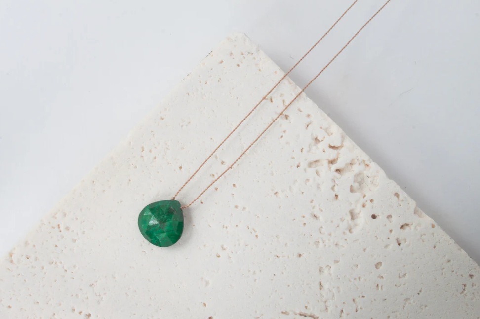 Emerald Drop Pendent Necklace