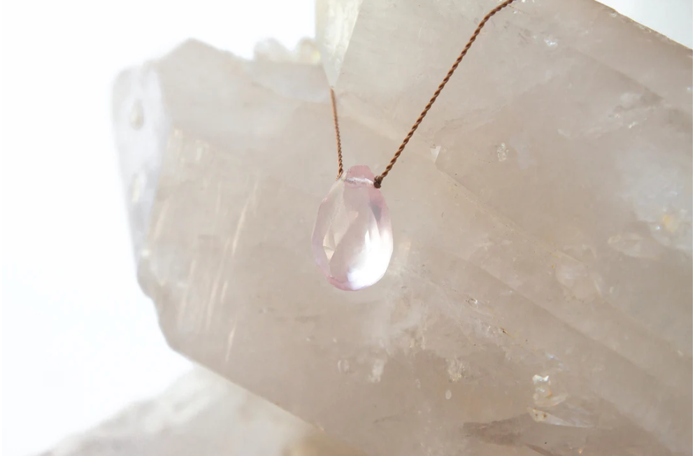 Rose Quartz Drop Pendent Necklace