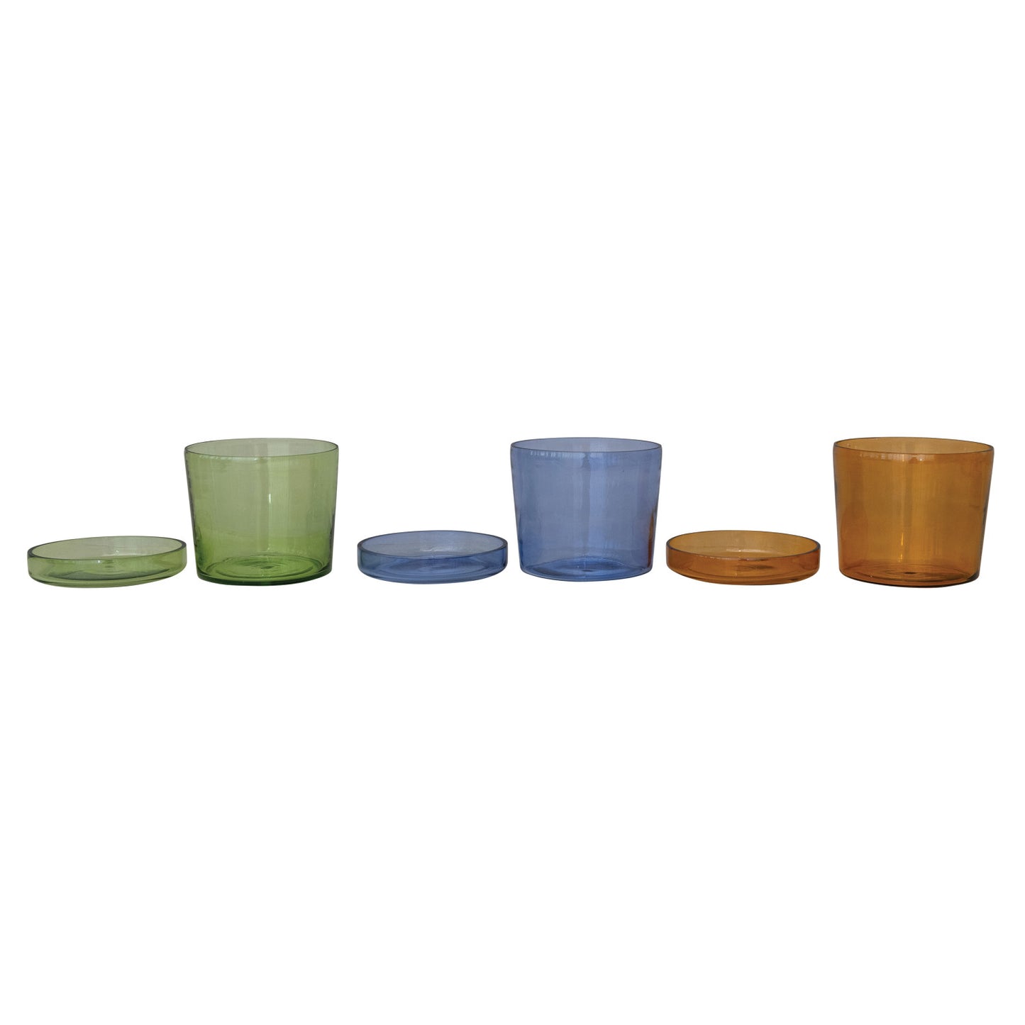 Hand-Blown Recycled Glass Planter w/ Saucer