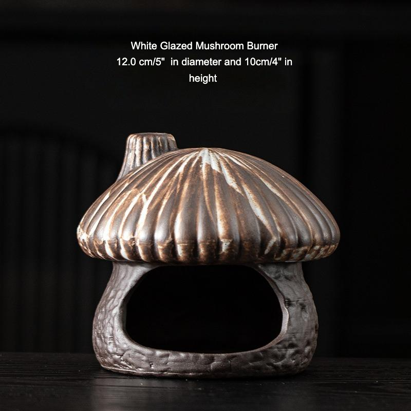 Ceramic Mushroom House Back Flow Incense Burner: Black Mushroom