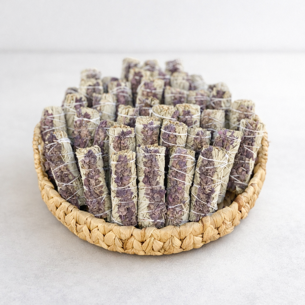 White Sage & Dried Lavender Smudge Sticks Bulk, Handcrafted