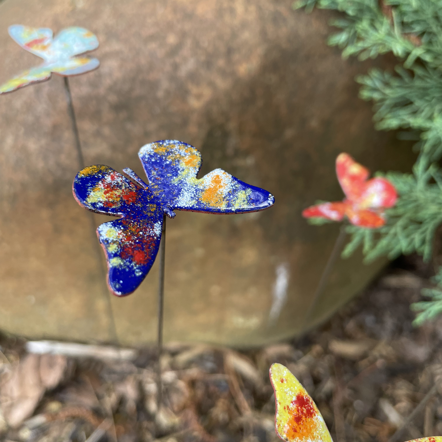 Small Copper Enamel Butterflies