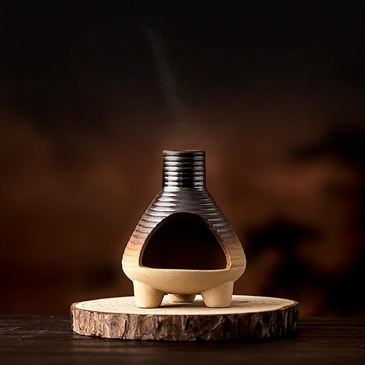 Handcrafted Ceramic Chiminea Incense Burner: Cannon Ribbed