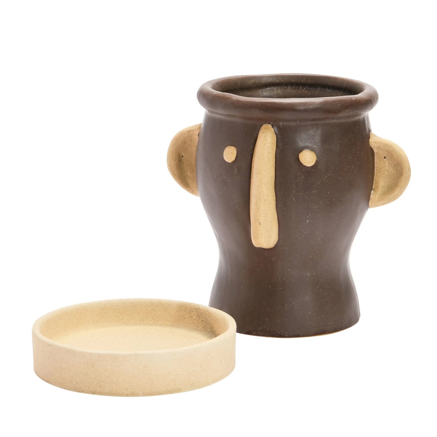 Stoneware Face Planter w/ Saucer "Why the Long Face?"