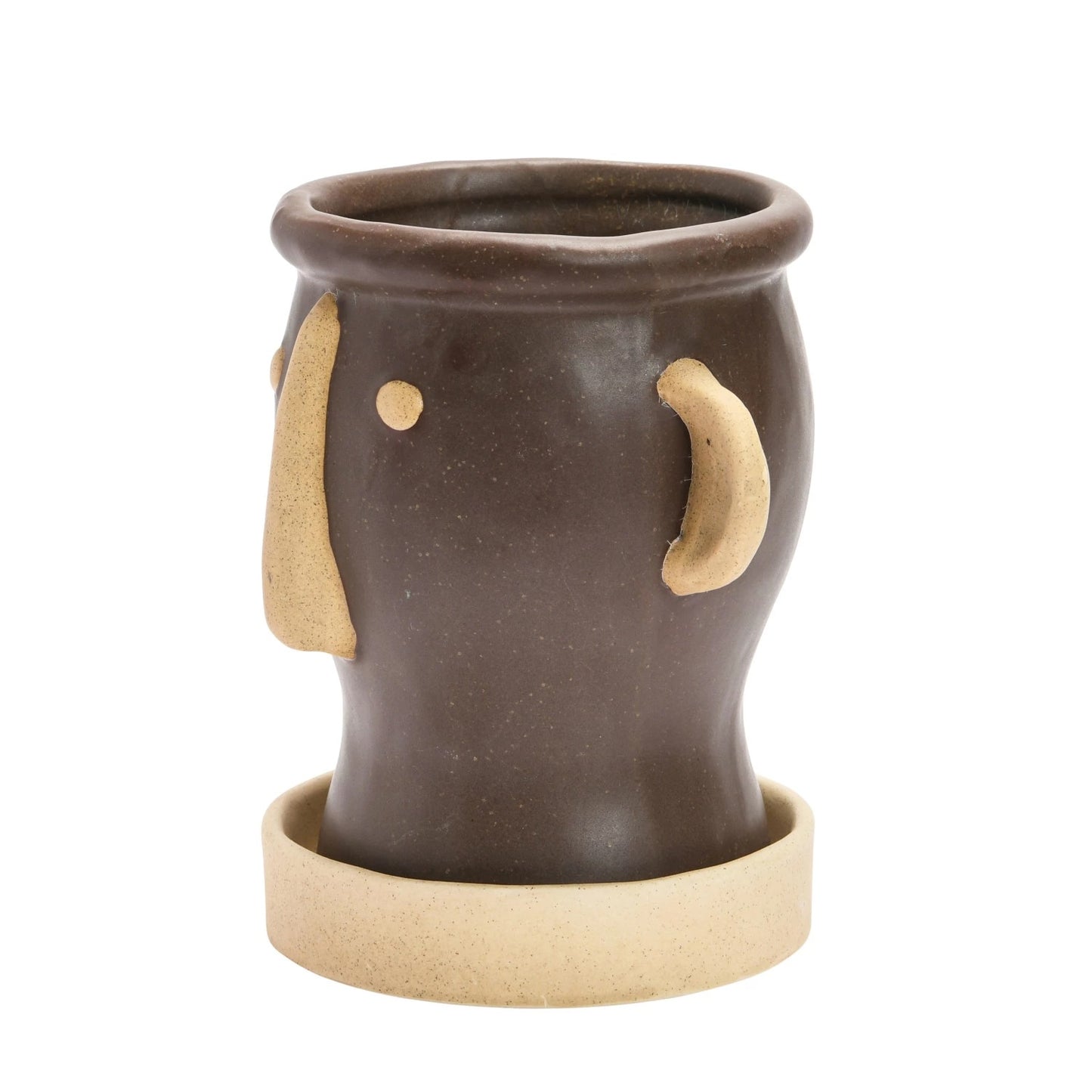 Stoneware Face Planter w/ Saucer "Why the Long Face?"