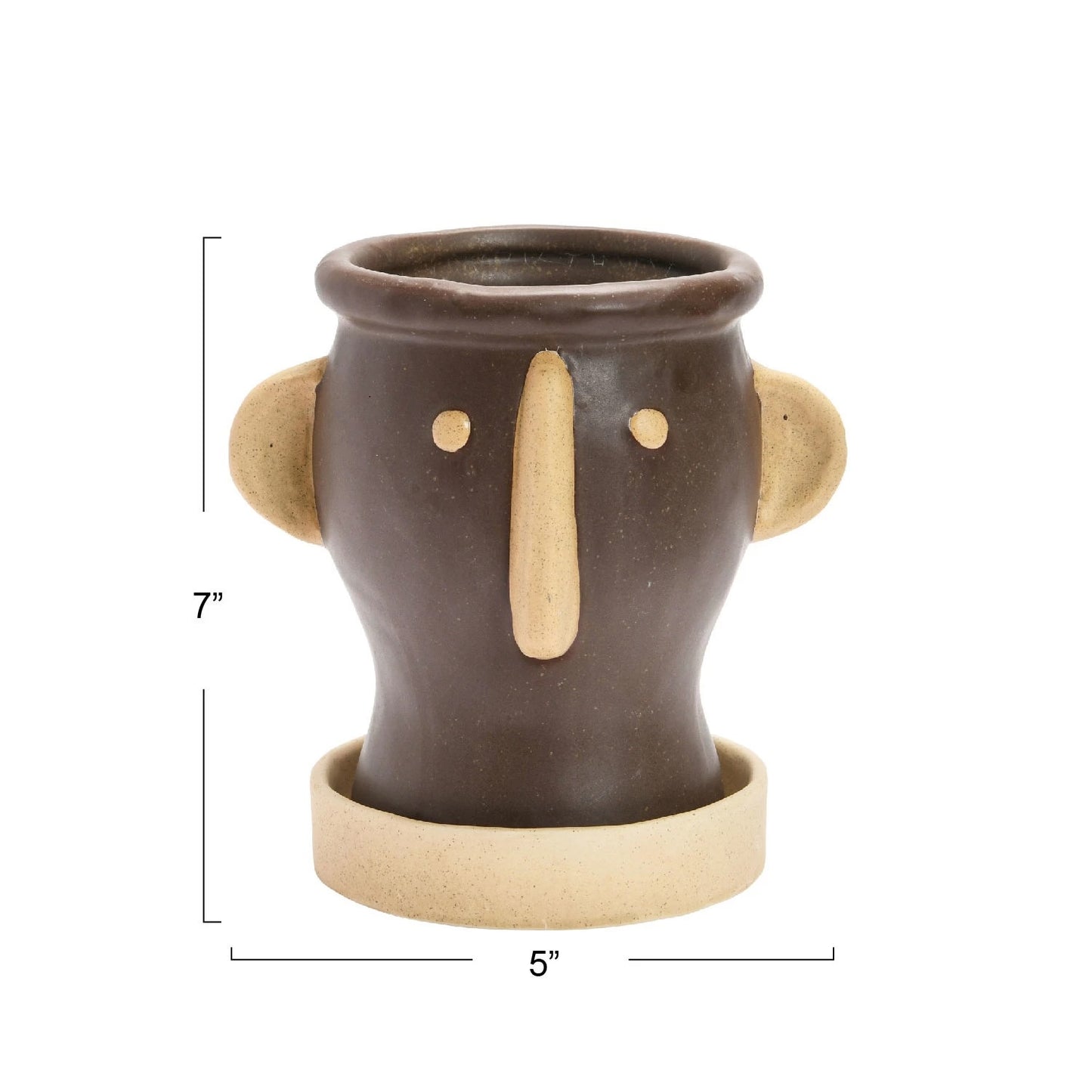 Stoneware Face Planter w/ Saucer "Why the Long Face?"