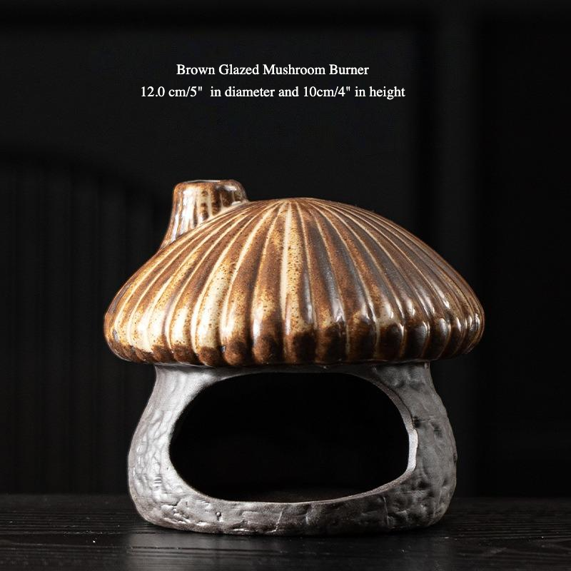 Ceramic Mushroom House Back Flow Incense Burner: Black Mushroom