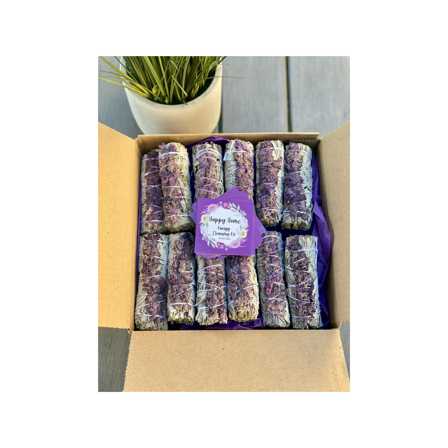 White Sage & Dried Lavender Smudge Sticks Bulk, Handcrafted