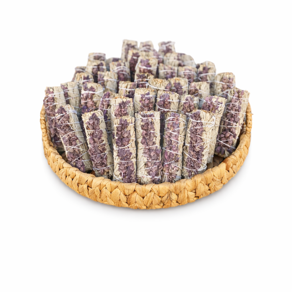 White Sage & Dried Lavender Smudge Sticks Bulk, Handcrafted